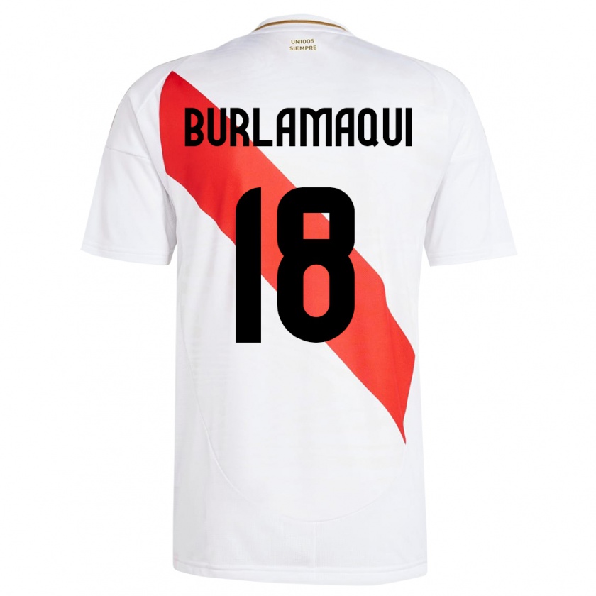 Kandiny Niño Camiseta Perú Alessandro Burlamaqui #18 Blanco 1ª Equipación 24-26 La Camisa Chile