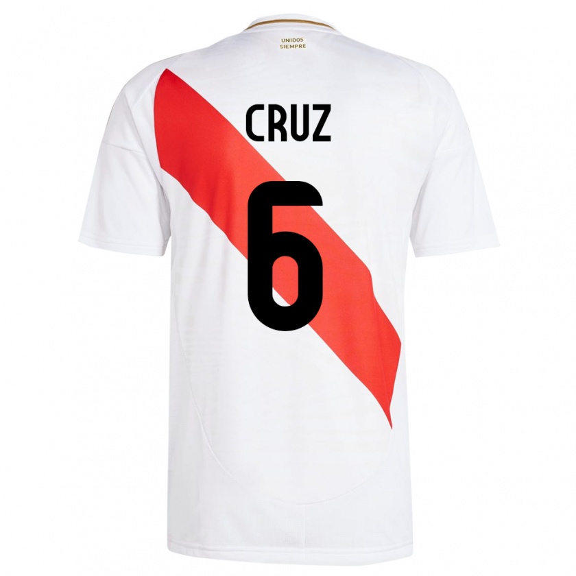 Kandiny Niño Camiseta Perú Esteban Cruz #6 Blanco 1ª Equipación 24-26 La Camisa Chile