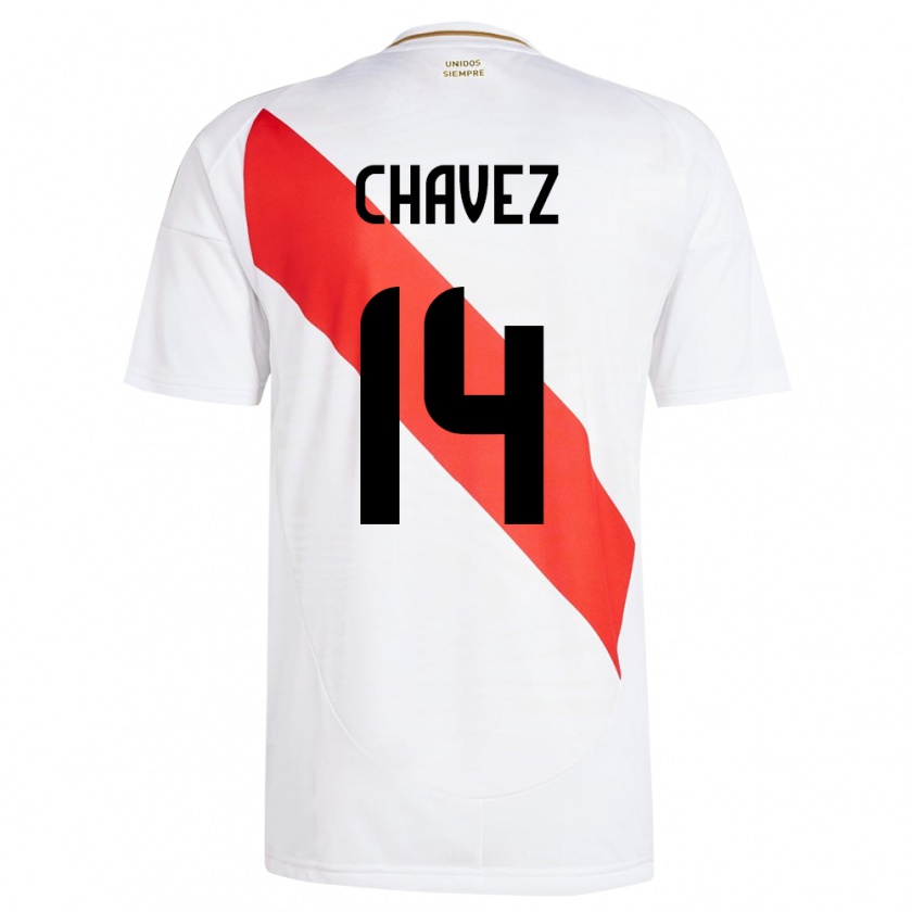 Kandiny Niño Camiseta Perú Felipe Chávez #14 Blanco 1ª Equipación 24-26 La Camisa Chile