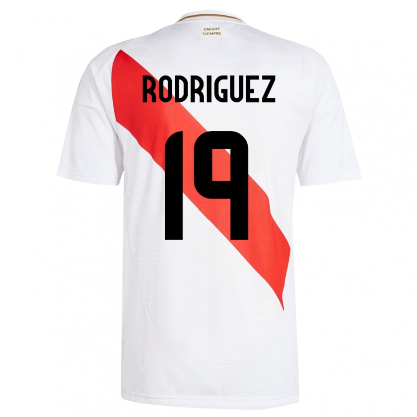 Kandiny Niño Camiseta Perú Mateo Rodríguez #19 Blanco 1ª Equipación 24-26 La Camisa Chile