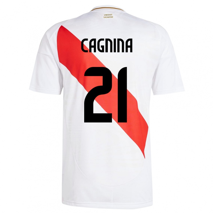 Kandiny Niño Camiseta Perú Grace Cagnina #21 Blanco 1ª Equipación 24-26 La Camisa Chile