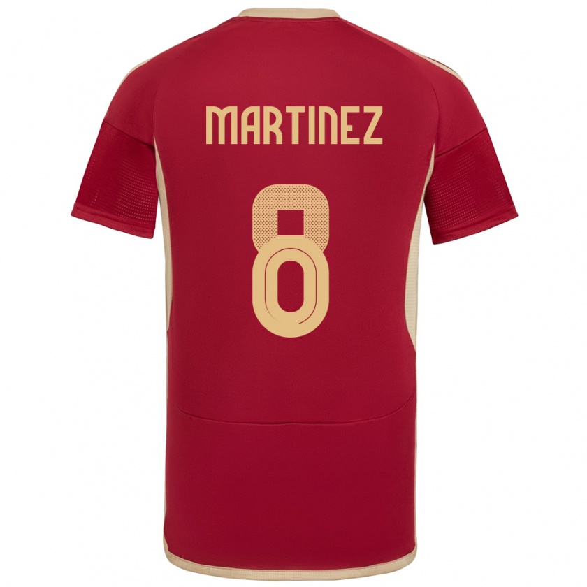 Kandiny Niño Camiseta Venezuela Bárbara Martínez #8 Borgoña 1ª Equipación 24-26 La Camisa Chile