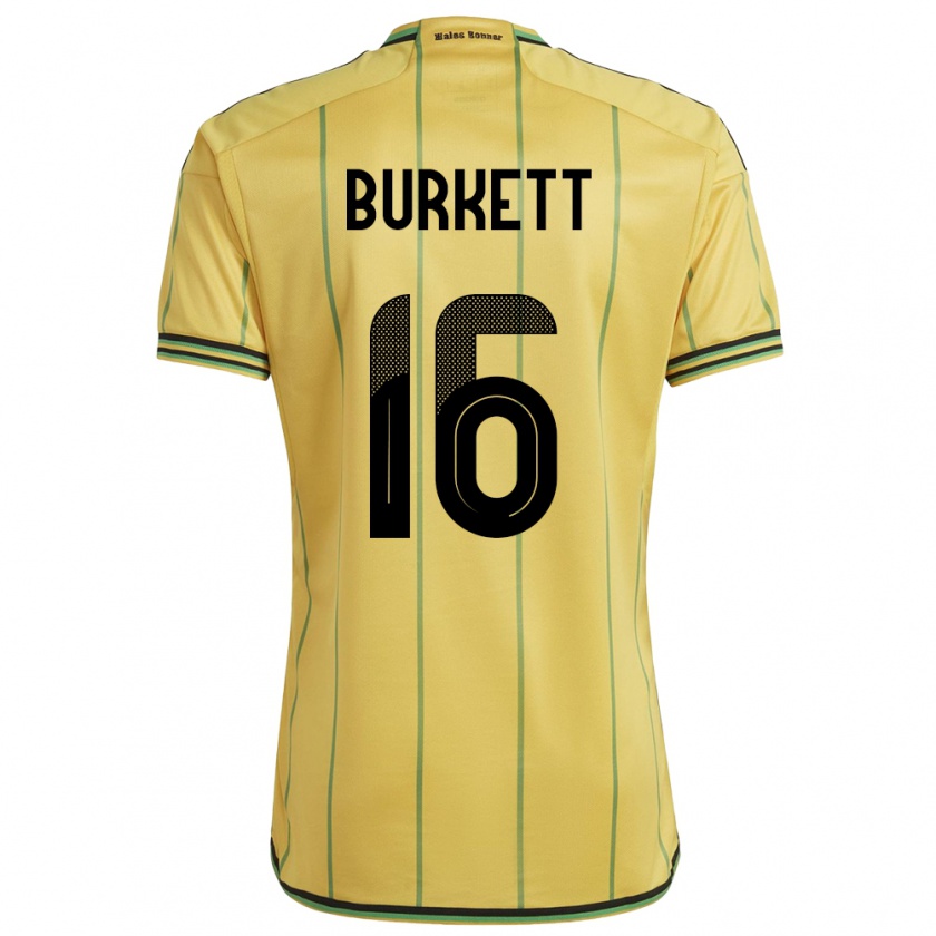 Kandiny Niño Camiseta Jamaica Brian Burkett #16 Amarillo 1ª Equipación 24-26 La Camisa Chile