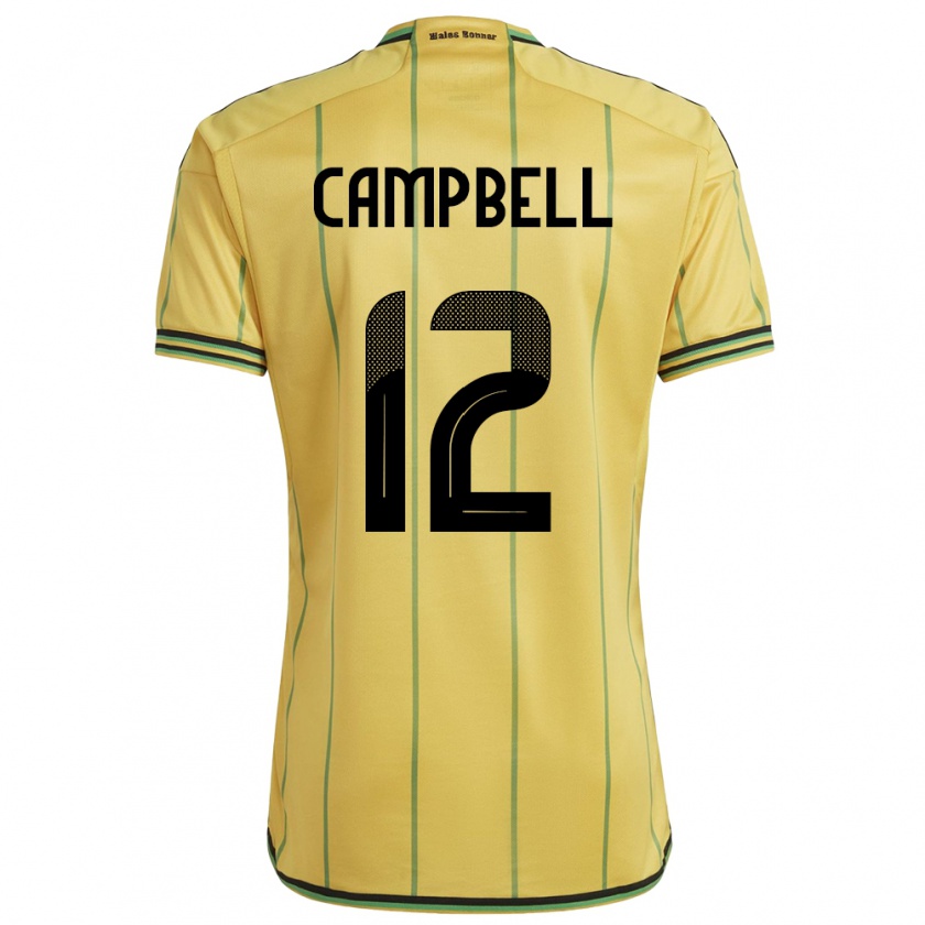 Kandiny Niño Camiseta Jamaica Sashana Campbell #12 Amarillo 1ª Equipación 24-26 La Camisa Chile