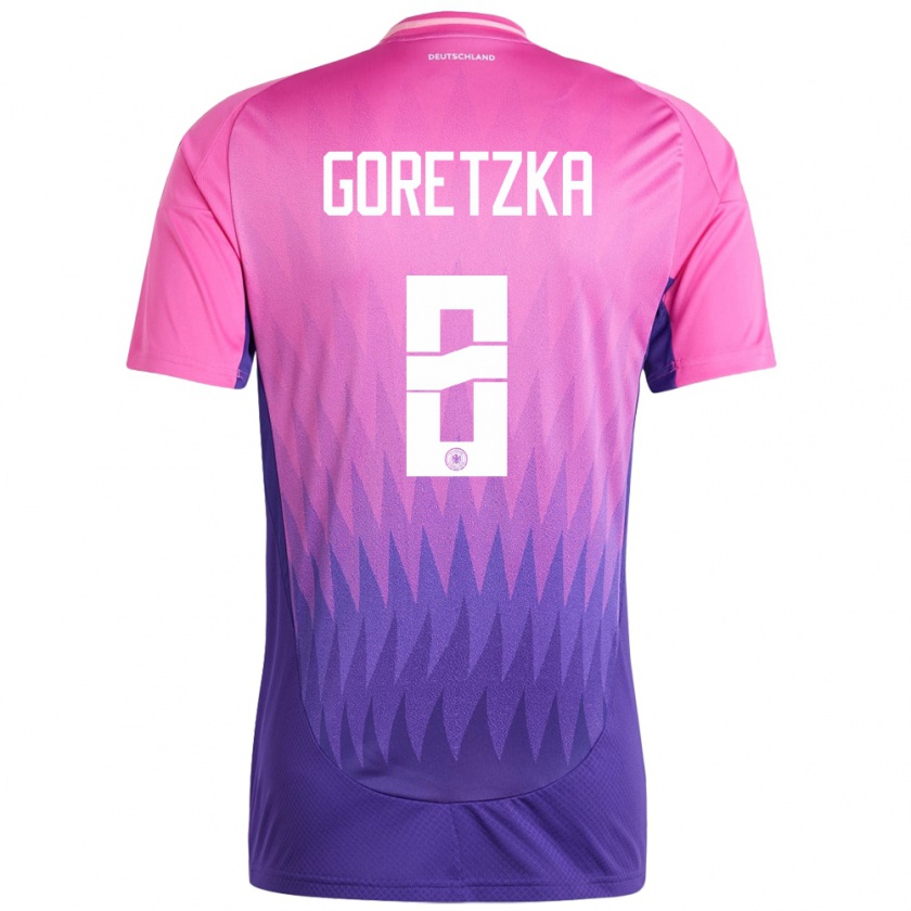 Kandiny Niño Camiseta Alemania Leon Goretzka #8 Rosado Morado 2ª Equipación 24-26 La Camisa Chile