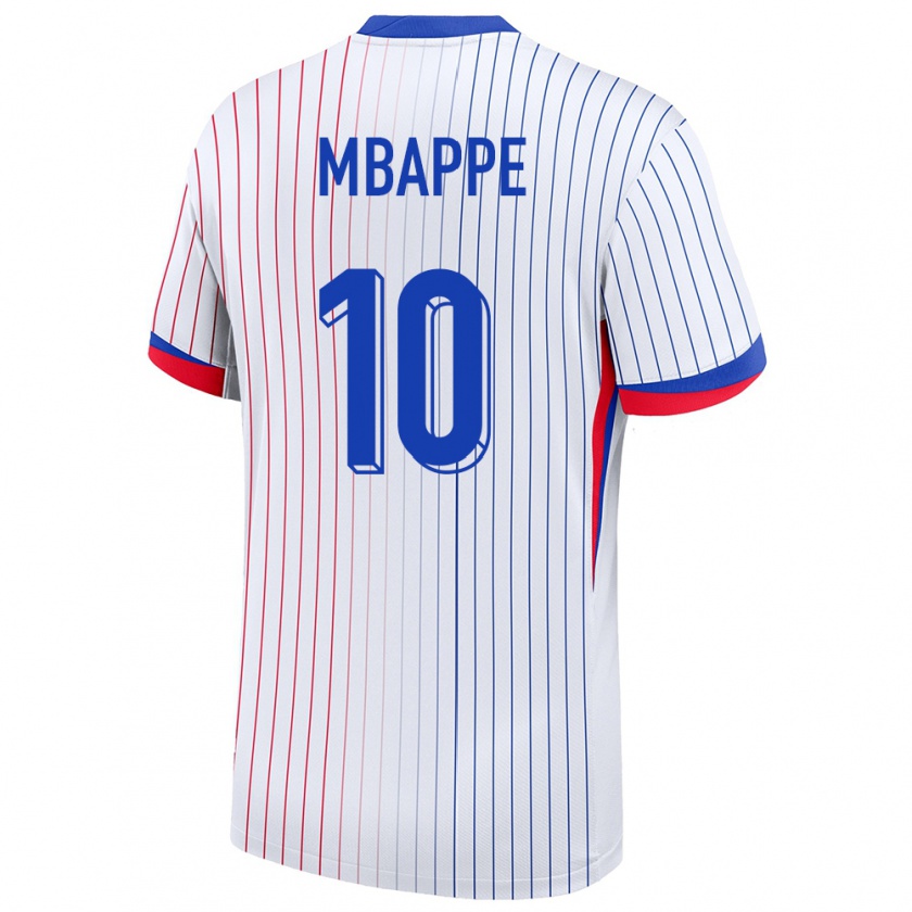 Kandiny Niño Camiseta Francia Kylian Mbappe #10 Blanco 2ª Equipación 24-26 La Camisa Chile