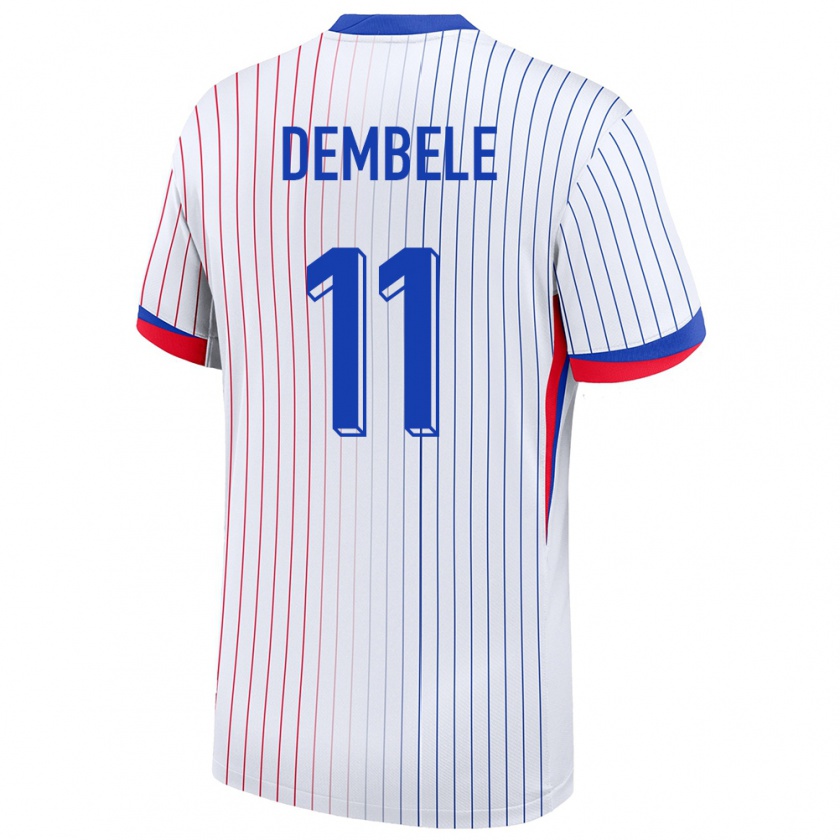 Kandiny Niño Camiseta Francia Ousmane Dembele #11 Blanco 2ª Equipación 24-26 La Camisa Chile