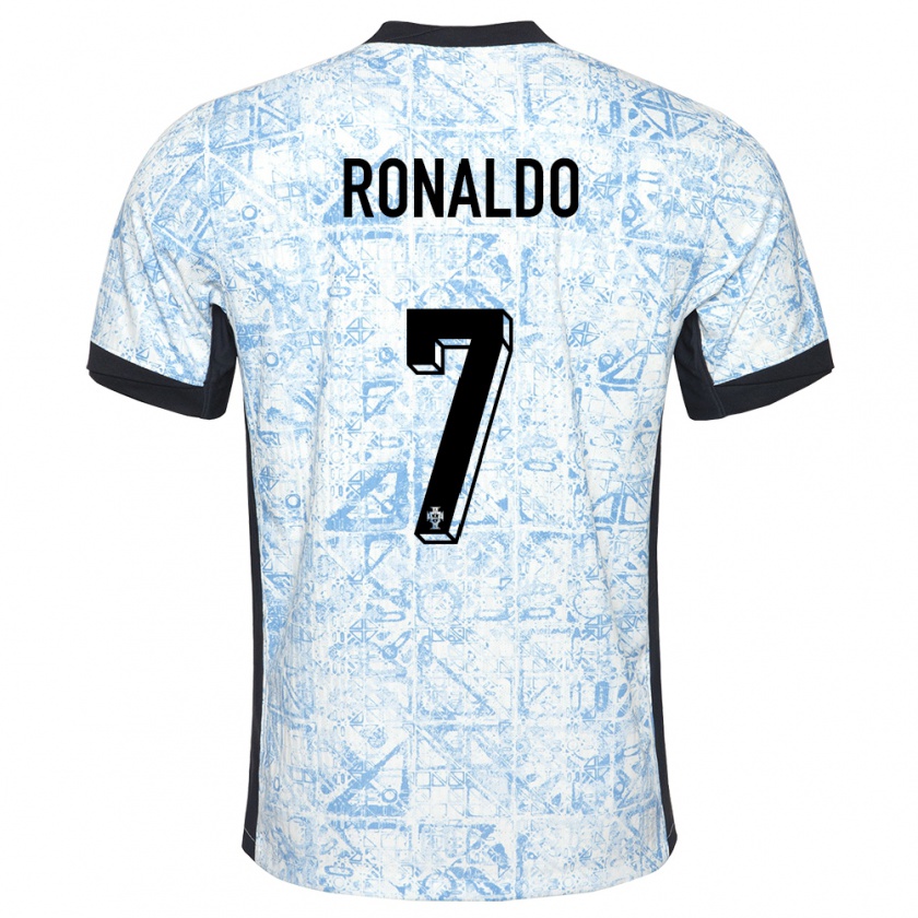 Kandiny Niño Camiseta Portugal Cristiano Ronaldo #7 Crema Azul 2ª Equipación 24-26 La Camisa Chile