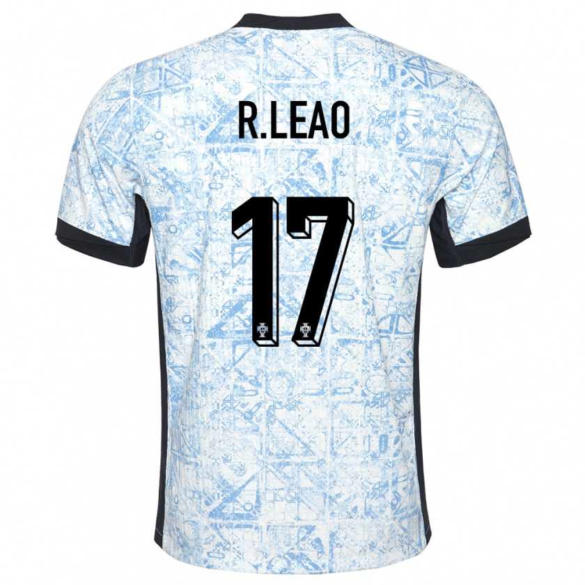 Kandiny Niño Camiseta Portugal Rafael Leao #17 Crema Azul 2ª Equipación 24-26 La Camisa Chile