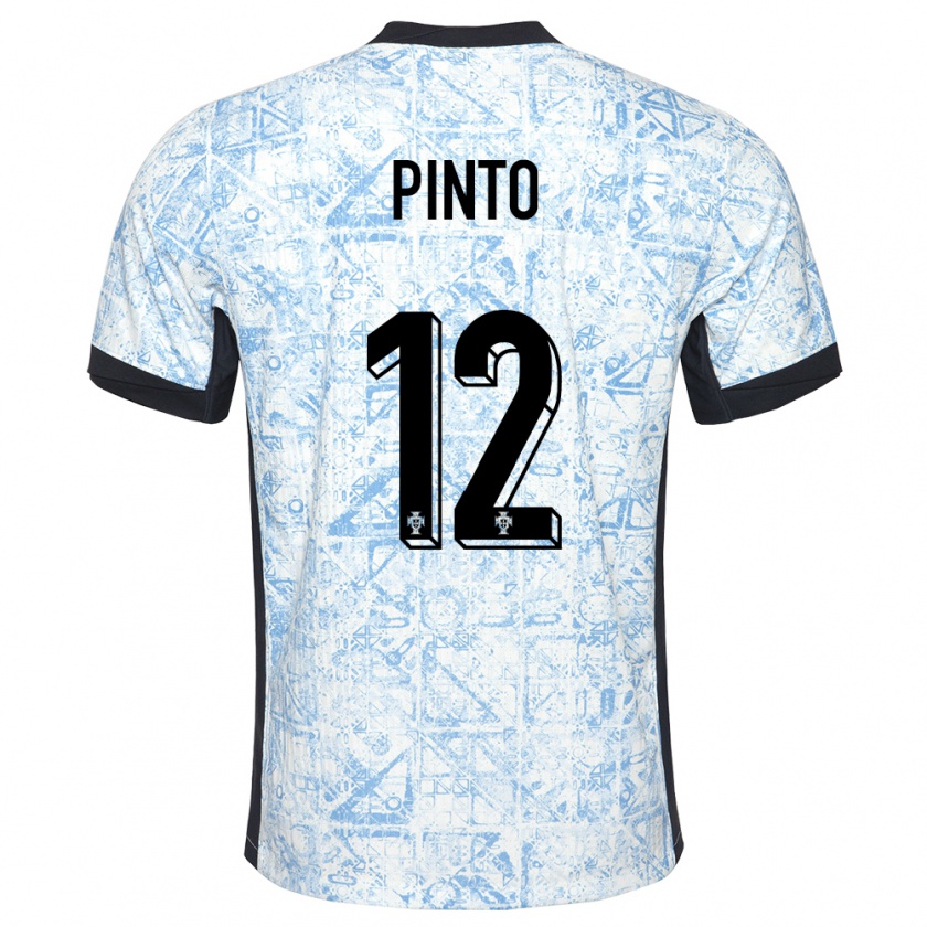 Kandiny Niño Camiseta Portugal Diogo Pinto #12 Crema Azul 2ª Equipación 24-26 La Camisa Chile