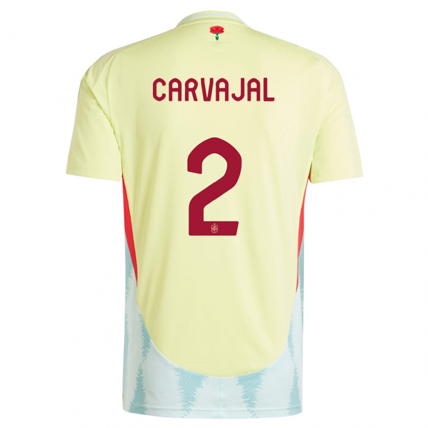 Kandiny Niño Camiseta España Daniel Carvajal #2 Amarillo 2ª Equipación 24-26 La Camisa Chile