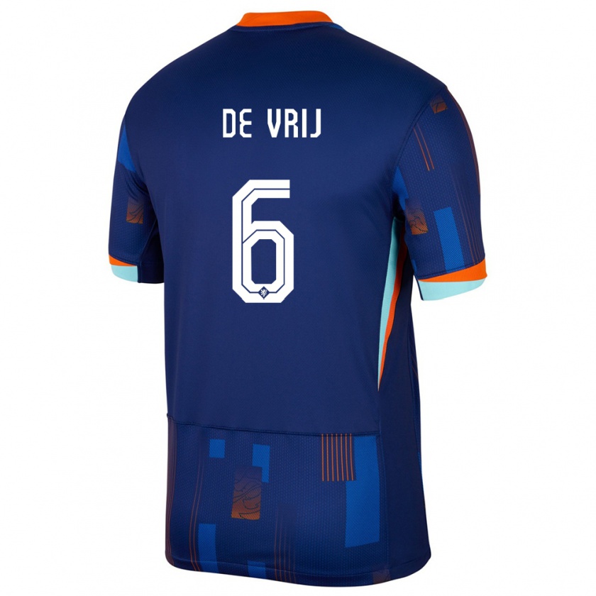 Kandiny Niño Camiseta Países Bajos Stefan De Vrij #6 Azul 2ª Equipación 24-26 La Camisa Chile