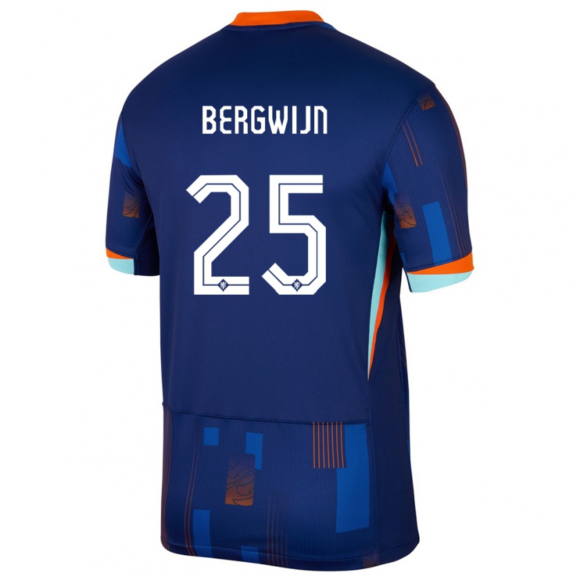 Kandiny Niño Camiseta Países Bajos Steven Bergwijn #25 Azul 2ª Equipación 24-26 La Camisa Chile