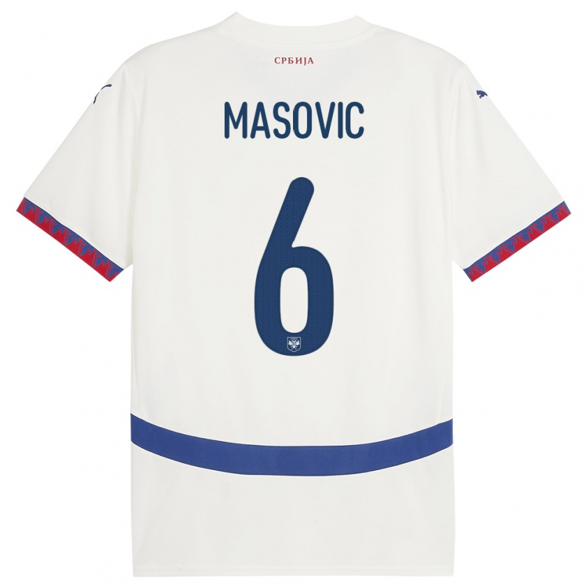 Kandiny Niño Camiseta Serbia Erhan Masovic #6 Blanco 2ª Equipación 24-26 La Camisa Chile