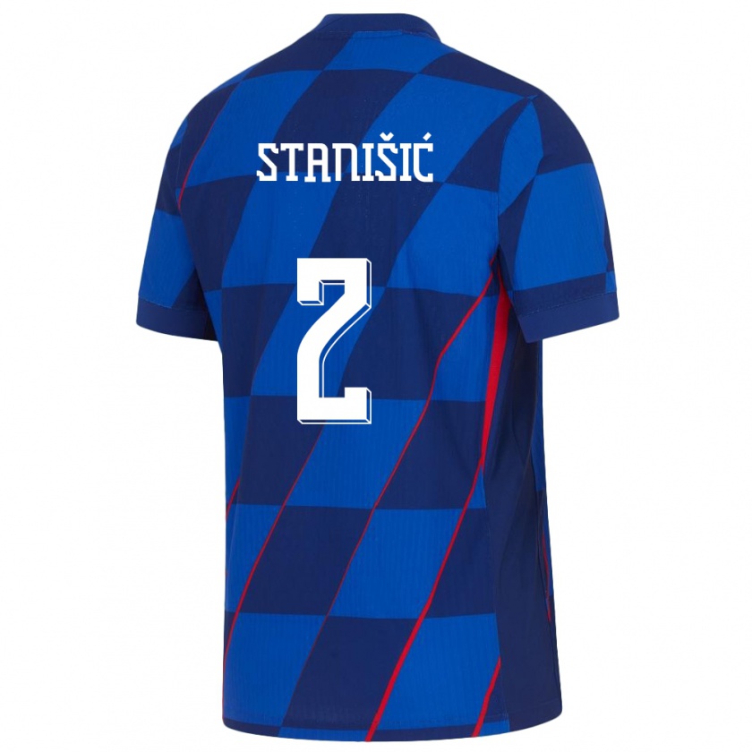 Kandiny Niño Camiseta Croacia Josip Stanisic #2 Azul 2ª Equipación 24-26 La Camisa Chile