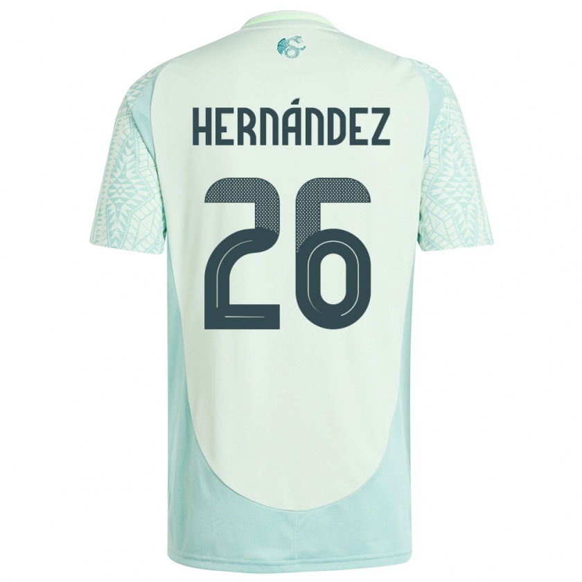 Kandiny Niño Camiseta México Nicolette Hernandez #26 Lino Verde 2ª Equipación 24-26 La Camisa Chile