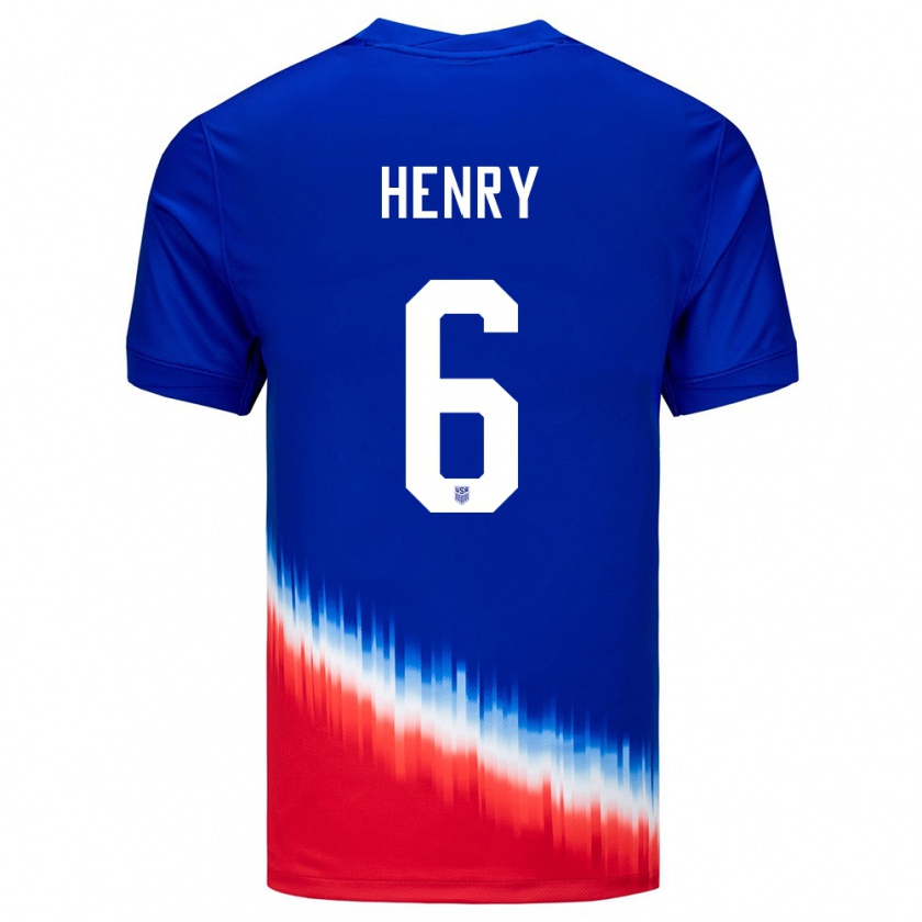 Kandiny Niño Camiseta Estados Unidos Kobi Henry #6 Azul 2ª Equipación 24-26 La Camisa Chile