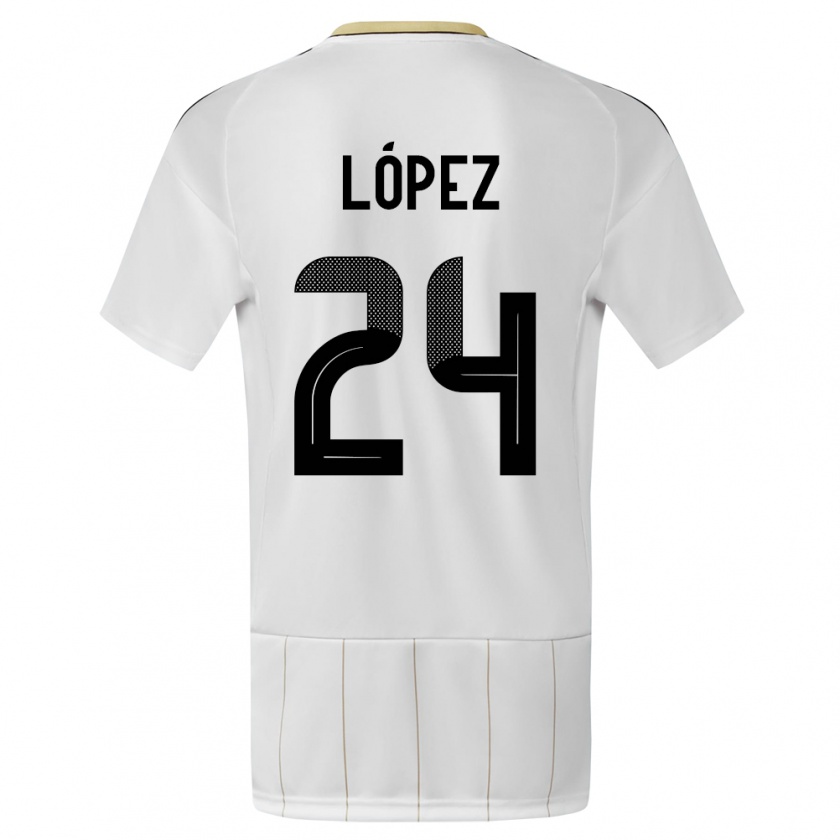 Kandiny Niño Camiseta Costa Rica Douglas Lopez #24 Blanco 2ª Equipación 24-26 La Camisa Chile