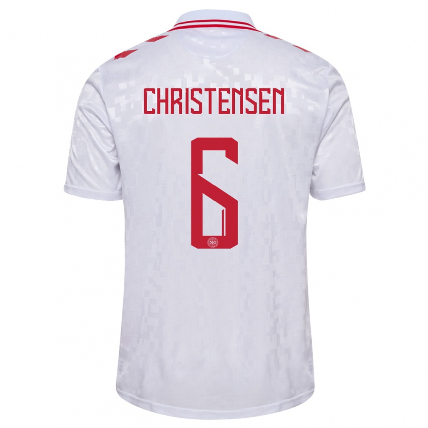 Kandiny Niño Camiseta Dinamarca Andreas Christensen #6 Blanco 2ª Equipación 24-26 La Camisa Chile