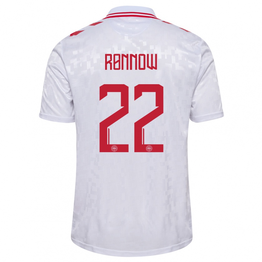 Kandiny Niño Camiseta Dinamarca Frederik Rønnow #22 Blanco 2ª Equipación 24-26 La Camisa Chile