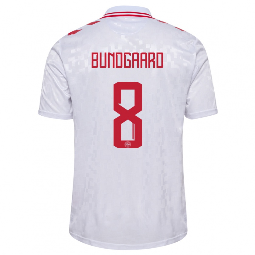 Kandiny Niño Camiseta Dinamarca Filip Bundgaard #8 Blanco 2ª Equipación 24-26 La Camisa Chile