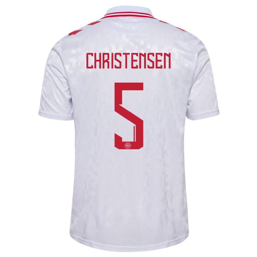 Kandiny Niño Camiseta Dinamarca Aske Christensen #5 Blanco 2ª Equipación 24-26 La Camisa Chile