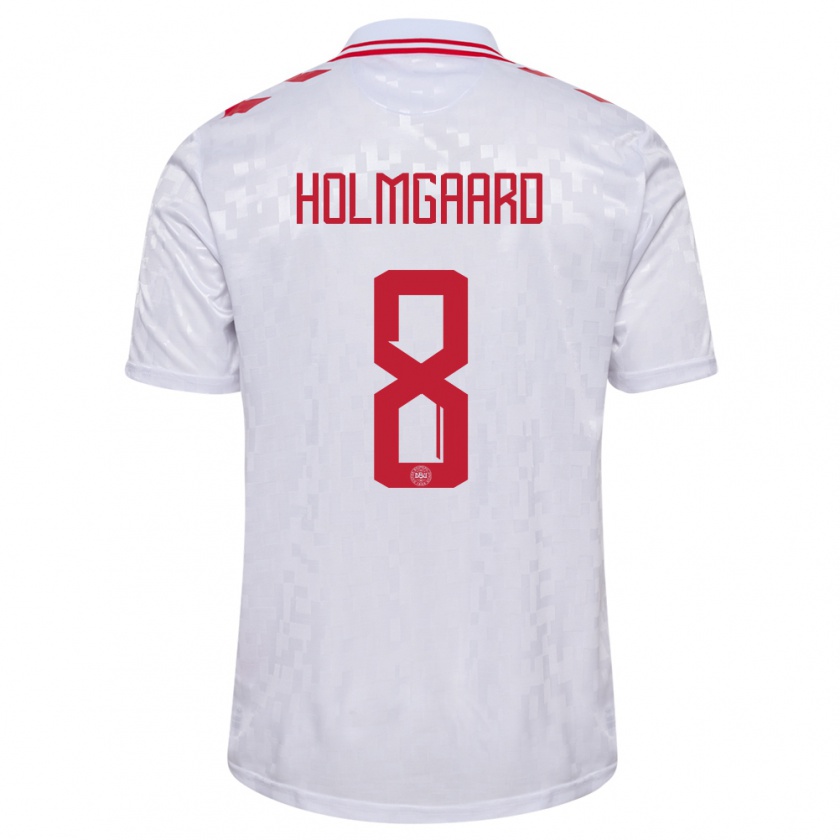 Kandiny Niño Camiseta Dinamarca Sara Holmgaard #8 Blanco 2ª Equipación 24-26 La Camisa Chile