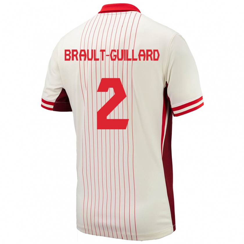 Kandiny Niño Camiseta Canadá Zachary Brault-Guillard #2 Blanco 2ª Equipación 24-26 La Camisa Chile