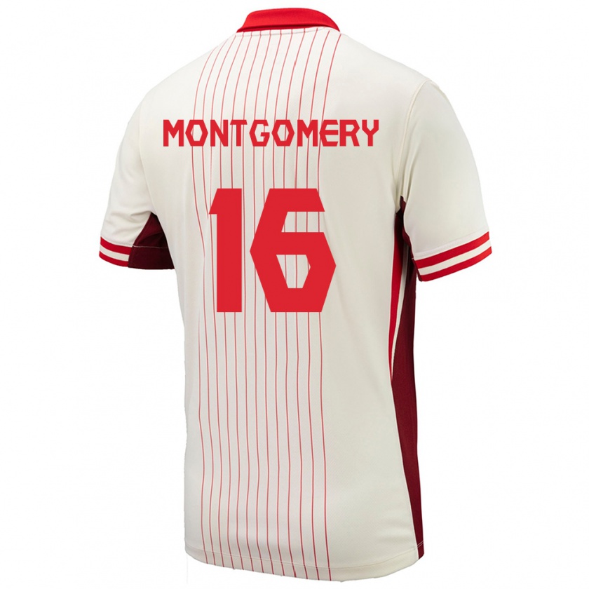 Kandiny Niño Camiseta Canadá Callum Montgomery #16 Blanco 2ª Equipación 24-26 La Camisa Chile