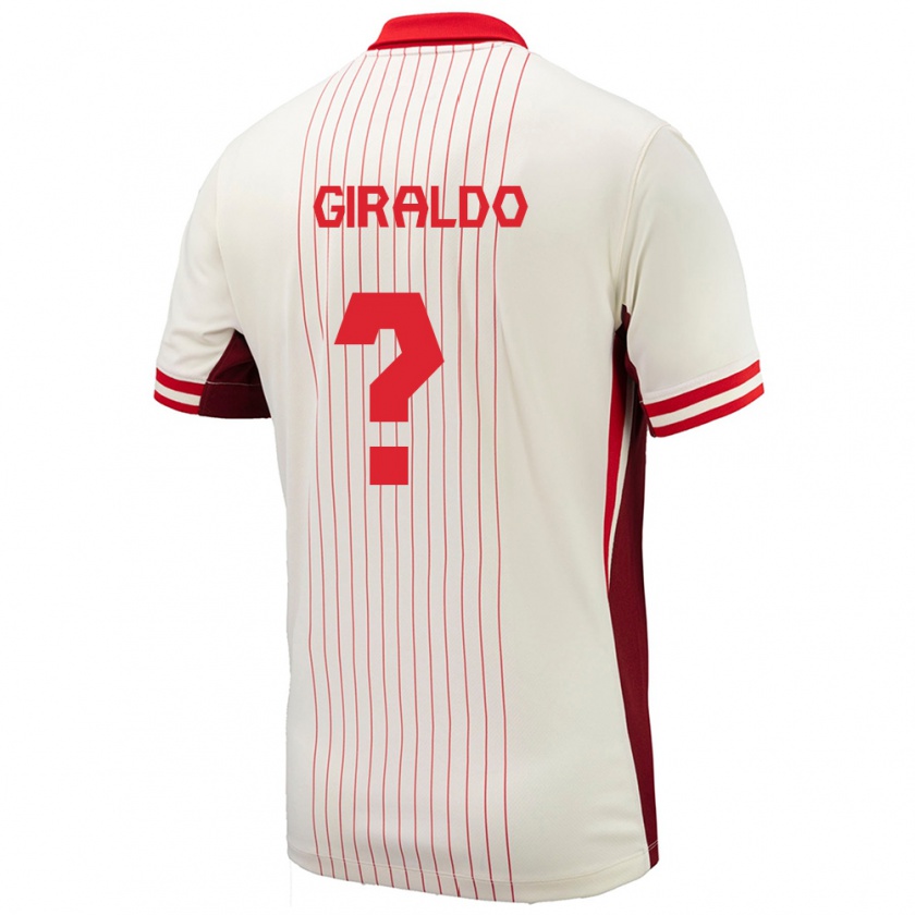 Kandiny Niño Camiseta Canadá Tomas Giraldo #0 Blanco 2ª Equipación 24-26 La Camisa Chile