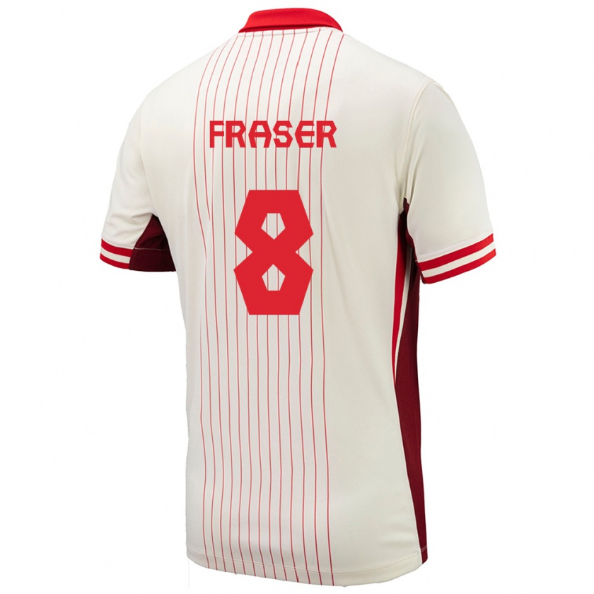 Kandiny Niño Camiseta Canadá Liam Fraser #8 Blanco 2ª Equipación 24-26 La Camisa Chile