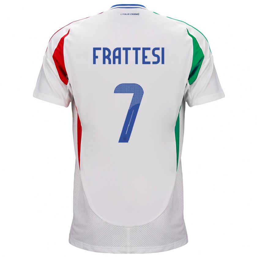 Kandiny Niño Camiseta Italia Davide Frattesi #7 Blanco 2ª Equipación 24-26 La Camisa Chile