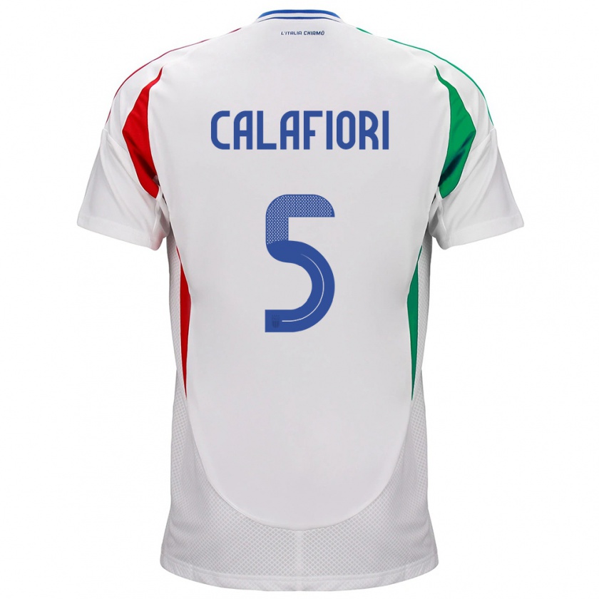 Kandiny Niño Camiseta Italia Riccardo Calafiori #5 Blanco 2ª Equipación 24-26 La Camisa Chile