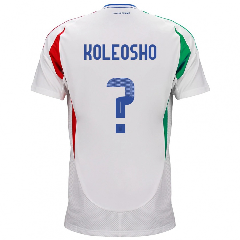 Kandiny Niño Camiseta Italia Luca Koleosho #0 Blanco 2ª Equipación 24-26 La Camisa Chile