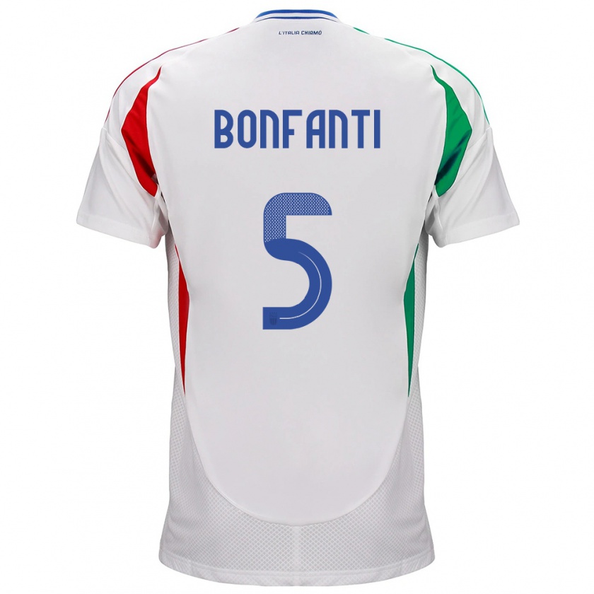 Kandiny Niño Camiseta Italia Giovanni Bonfanti #5 Blanco 2ª Equipación 24-26 La Camisa Chile