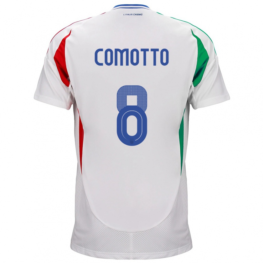 Kandiny Niño Camiseta Italia Christian Comotto #8 Blanco 2ª Equipación 24-26 La Camisa Chile