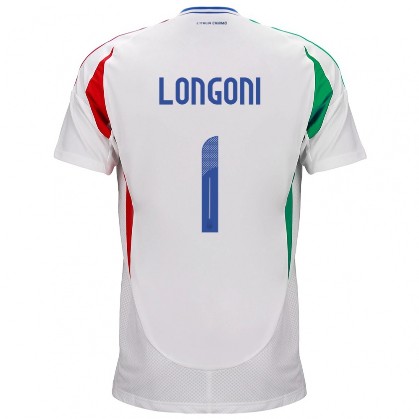 Kandiny Niño Camiseta Italia Alessandro Longoni #1 Blanco 2ª Equipación 24-26 La Camisa Chile