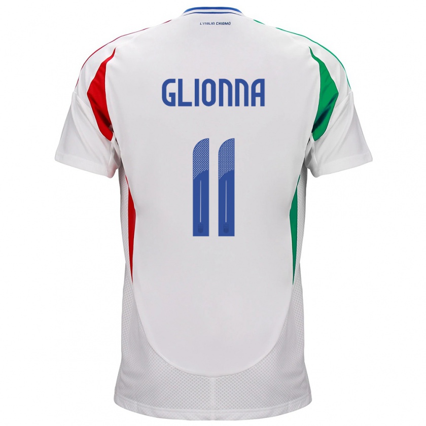 Kandiny Niño Camiseta Italia Benedetta Glionna #11 Blanco 2ª Equipación 24-26 La Camisa Chile
