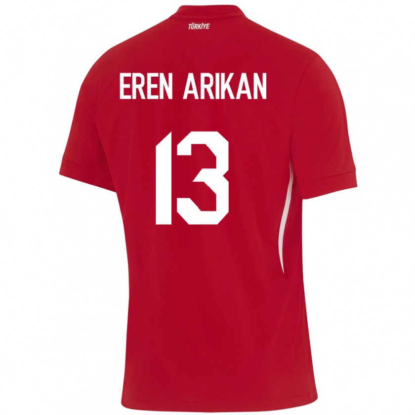 Kandiny Niño Camiseta Turquía Muhammed Eren Arıkan #13 Rojo 2ª Equipación 24-26 La Camisa Chile