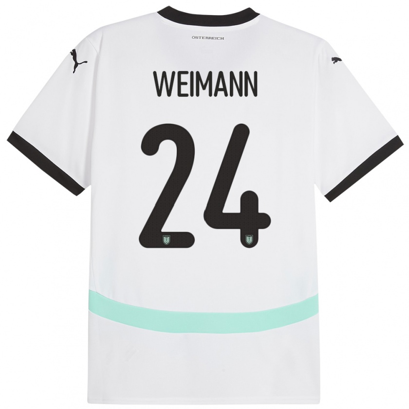 Kandiny Niño Camiseta Austria Andreas Weimann #24 Blanco 2ª Equipación 24-26 La Camisa Chile