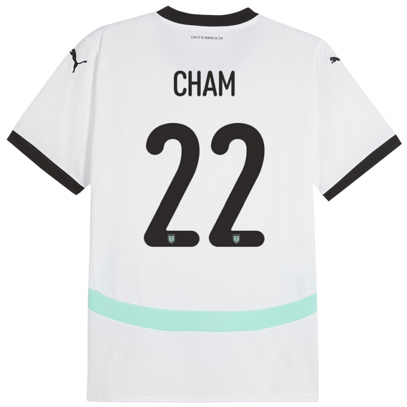 Kandiny Niño Camiseta Austria Muhammed Cham #22 Blanco 2ª Equipación 24-26 La Camisa Chile