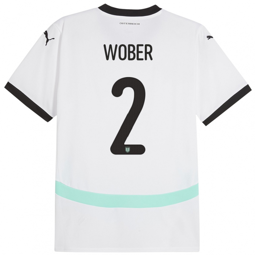 Kandiny Niño Camiseta Austria Maximilian Wöber #2 Blanco 2ª Equipación 24-26 La Camisa Chile