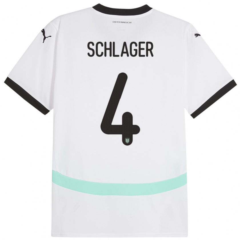 Kandiny Niño Camiseta Austria Xaver Schlager #4 Blanco 2ª Equipación 24-26 La Camisa Chile