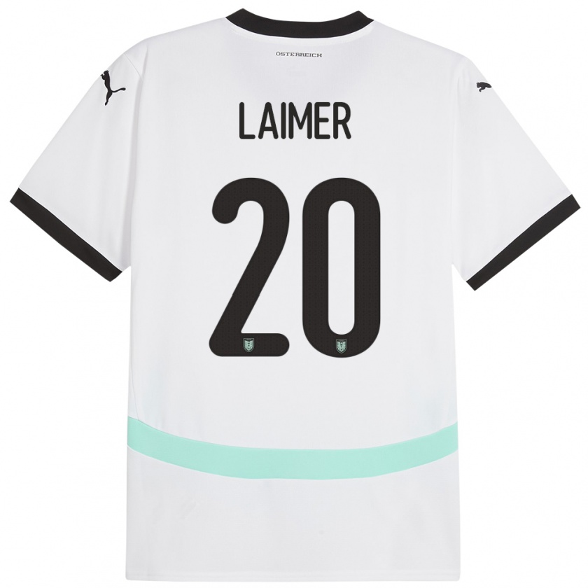 Kandiny Niño Camiseta Austria Konrad Laimer #20 Blanco 2ª Equipación 24-26 La Camisa Chile