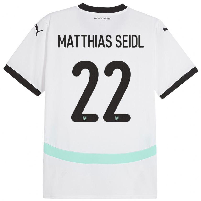 Kandiny Niño Camiseta Austria Matthias Seidl #22 Blanco 2ª Equipación 24-26 La Camisa Chile