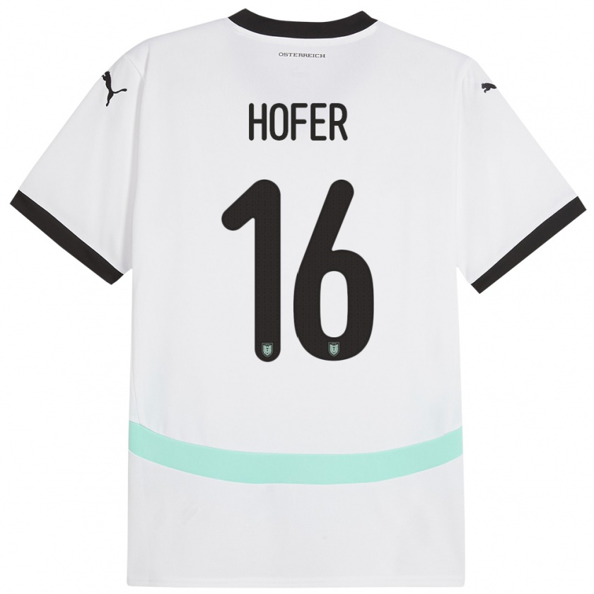 Kandiny Niño Camiseta Austria Raphael Hofer #16 Blanco 2ª Equipación 24-26 La Camisa Chile