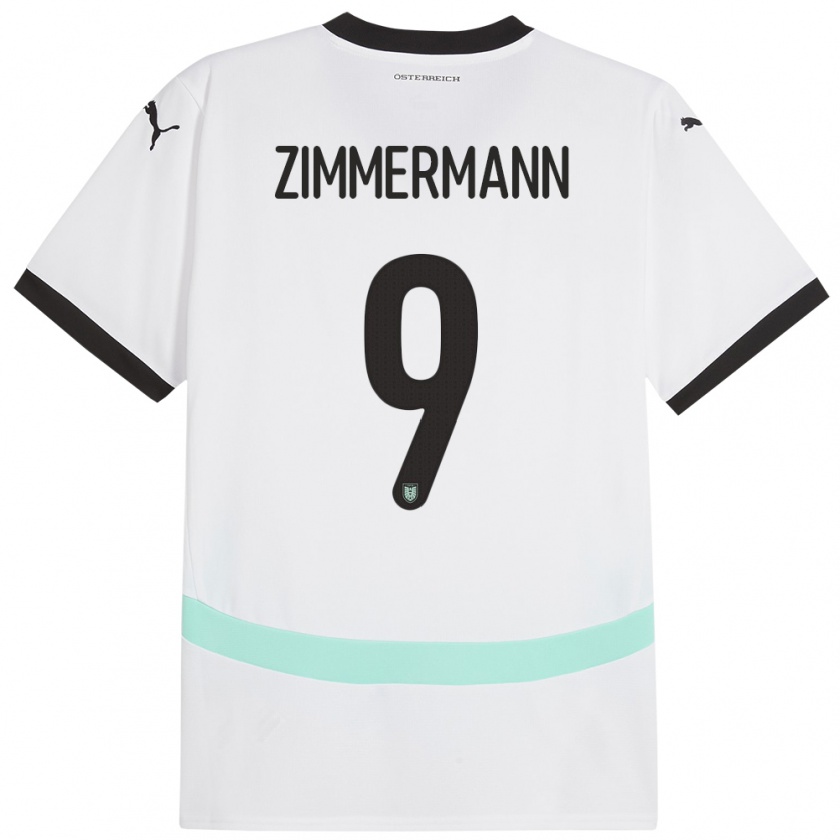 Kandiny Niño Camiseta Austria Bernhard Zimmermann #9 Blanco 2ª Equipación 24-26 La Camisa Chile