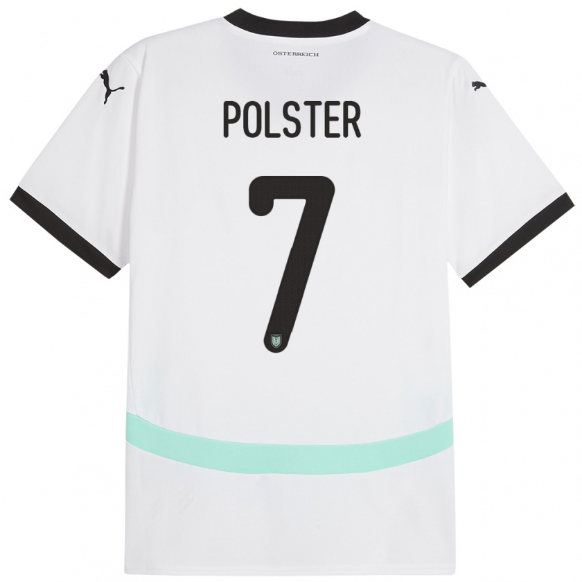 Kandiny Niño Camiseta Austria Manuel Polster #7 Blanco 2ª Equipación 24-26 La Camisa Chile