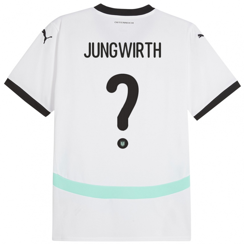 Kandiny Niño Camiseta Austria Lukas Jungwirth #0 Blanco 2ª Equipación 24-26 La Camisa Chile