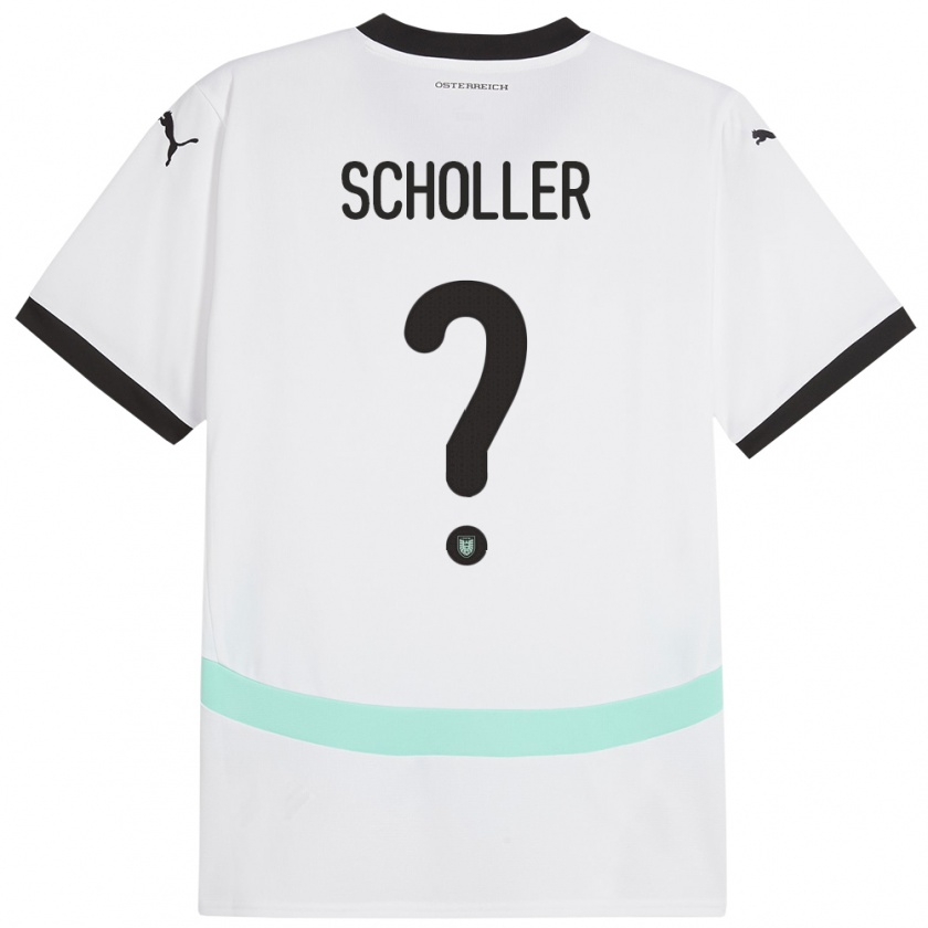 Kandiny Niño Camiseta Austria Jakob Schöller #0 Blanco 2ª Equipación 24-26 La Camisa Chile